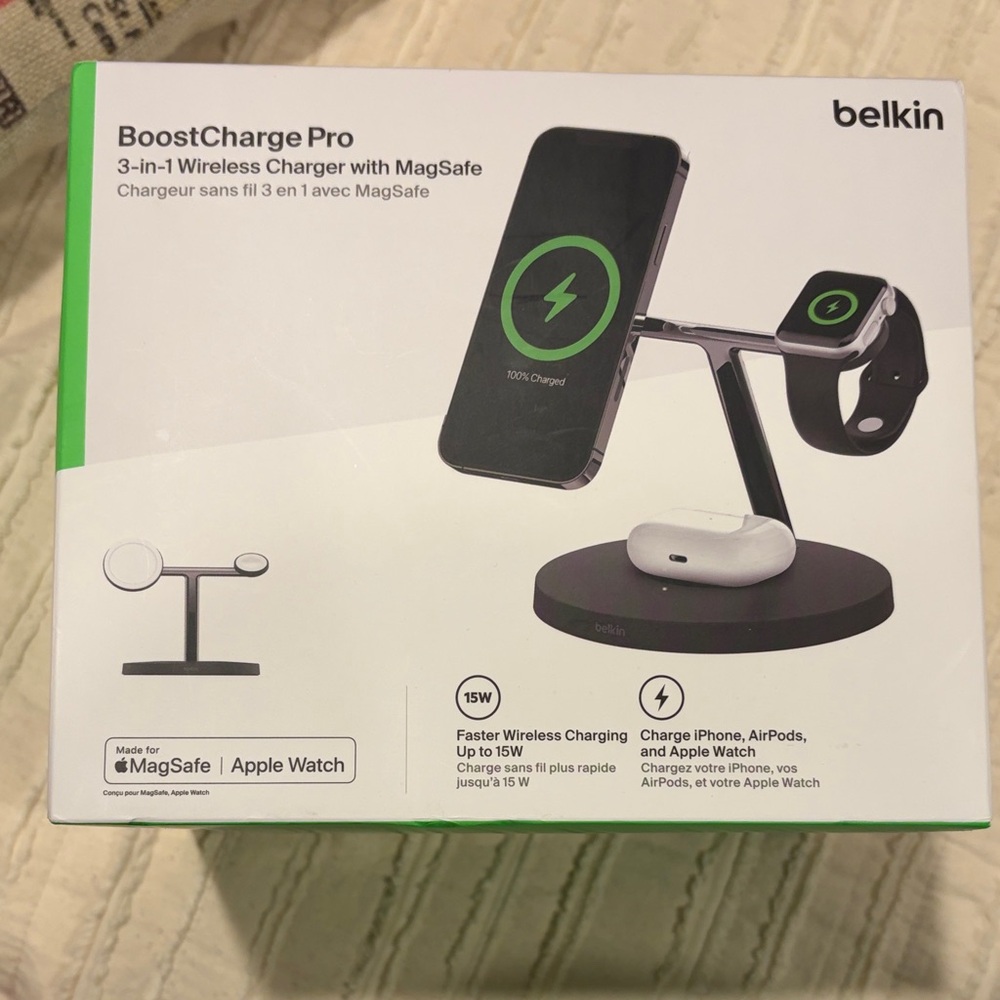 Belkin BoostCharge Pro 3-in-1 Wireless Charger - Black and Silver